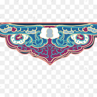 绿色中式花纹横图