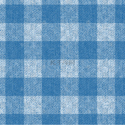 蓝色格子布纹底纹纹理