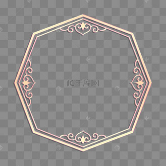 立体金边浮雕中式花纹角标边框