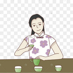 职业茶艺师人物泡茶喝茶敬茶简约