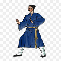 古代练武道士水墨