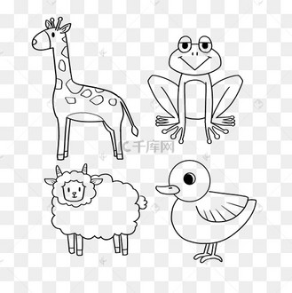 线描小动物长颈鹿