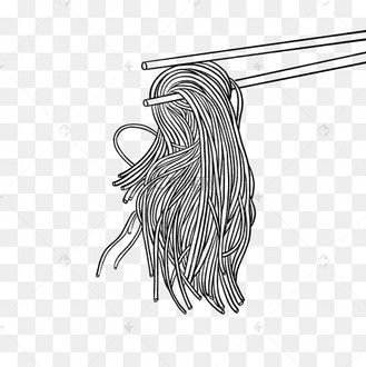 黑白线描吃面条