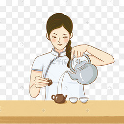 职业茶艺师人物泡茶