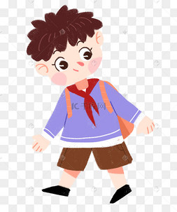 儿童背书包上学图