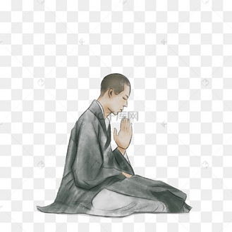 手绘佛教宗教僧侣僧人修行禅意人物