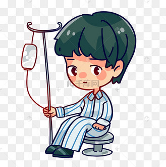 输液的小男孩