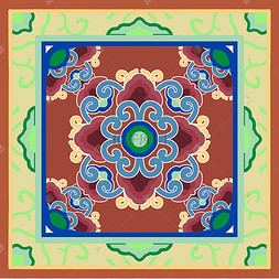 png下载psd花边纹样边框民族风下载 png下载psd敦煌花纹藻井背景下载