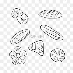 png下载ai线条风矢量蔬菜水果下载 png下载psd黑白线条甜品美食涂鸦画