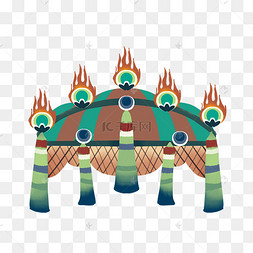 绿色花纹敦煌华盖