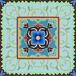 绿色花纹敦煌藻井