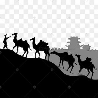 丝绸之路骆驼剪影