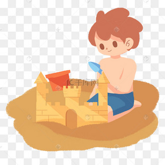 堆沙滩城堡的儿童