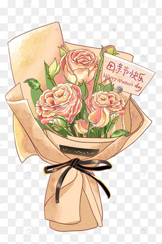 母亲节小清新花束插画