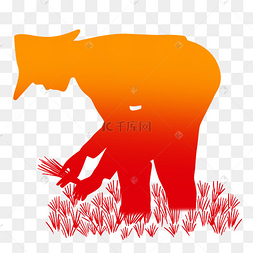 插秧农民人物剪影