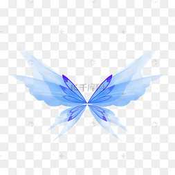 手绘卡通动物装饰素材紫色抽象蝴蝶渐变图案梦幻昆虫动物翅膀天使羽毛