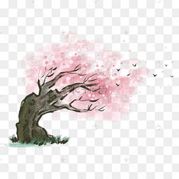 中国风古风水墨桃花树