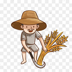 带孩子一起参加秋收割禾亲子活动五一劳动节劳动人民割麦子割稻子的农