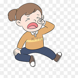 坐地上哭闹的小女孩