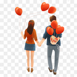 520情人节521牵手的情侣背影