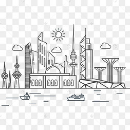 png下载ai线描城市建筑物下载 png下载ai线描城市高楼大厦下载 png