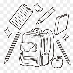 线描书包书本文具