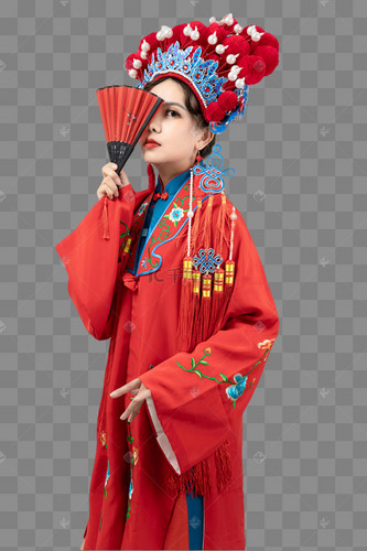 汉服美女室内手拿折扇