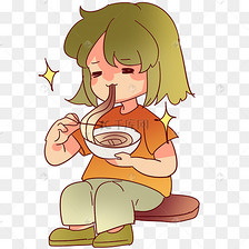 手绘卡通可爱面包食物女孩