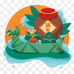 传统节日端午端午节粽子划龙舟