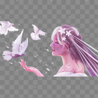 梦幻唯美少女白鸽