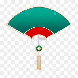 端午节端午立体金边浮雕扇形吊坠