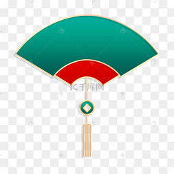 端午节端午立体金边浮雕扇形吊坠