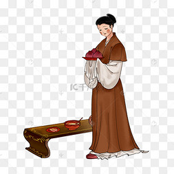 古代端着食物的婢女