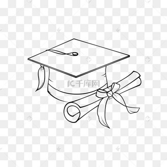 线描学士帽毕业证书高考大学