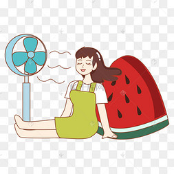 夏天吹风扇表情包矢量图