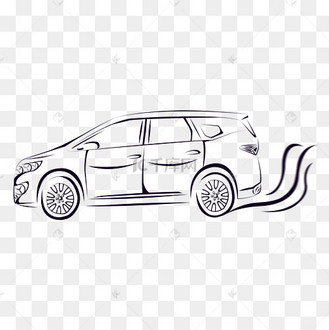 动感线描行驶汽车