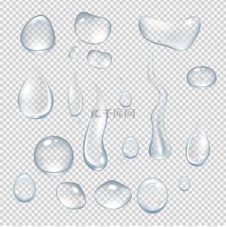 矢量透明水滴降落效果