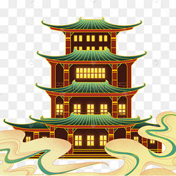 国潮风古代唐代建筑宫殿长安唐朝