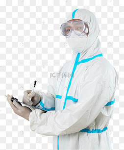 防疫疫情医生写文件夹侧脸手拿笔