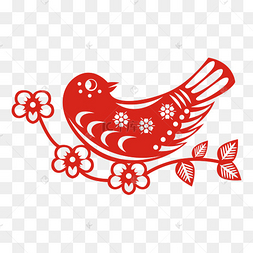 喜鹊登梅剪纸下载 png下载ai七夕节情人节喜鹊飞枝头下载 png下载psd