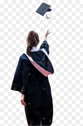 毕业学生扔学士帽背影