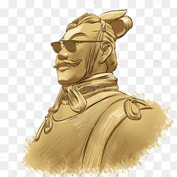 非遗历史西安兵马俑戴墨镜