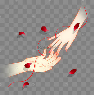 七夕牵手红线玫瑰花瓣