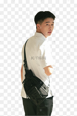 文艺男生学生转头