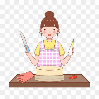 女孩做蛋糕