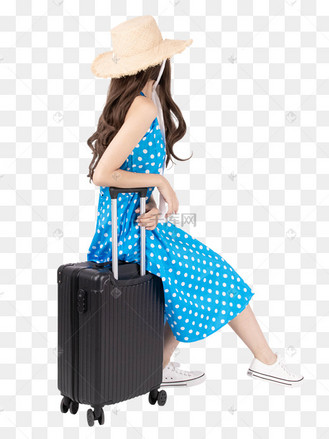 拉行李箱女孩背影