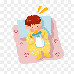 躺着喝奶的可爱宝宝