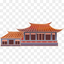 国潮风建筑房子