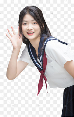 女学生招手人物