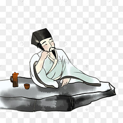 水墨古代人品茶品茶倒茶的古风人物品茶泡茶的古风青年冬天煮茶倒茶干